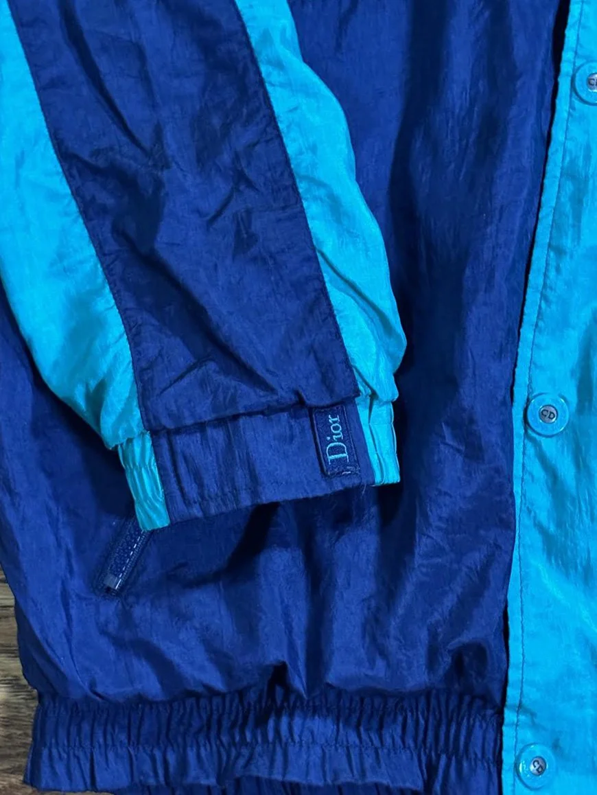Vintage Christian Dior Green / Navy Windbreaker (Size L) — RootsBK